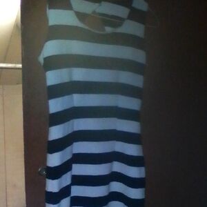 Striped Sleeveless Maxi Dress in Black and White